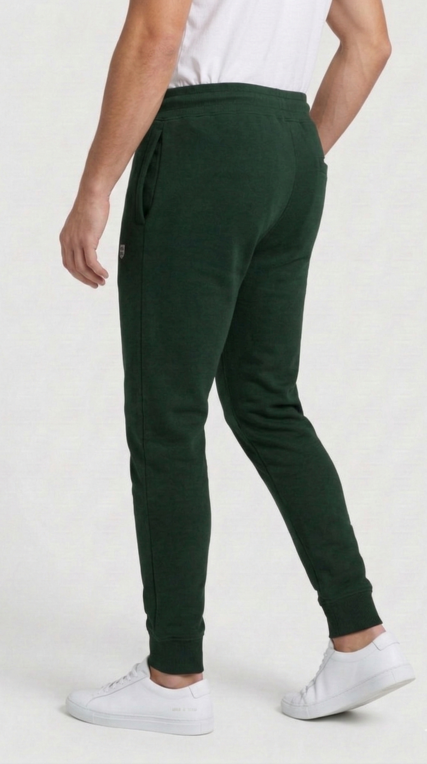 Cotton Joggers with Rib Cuff - Green.