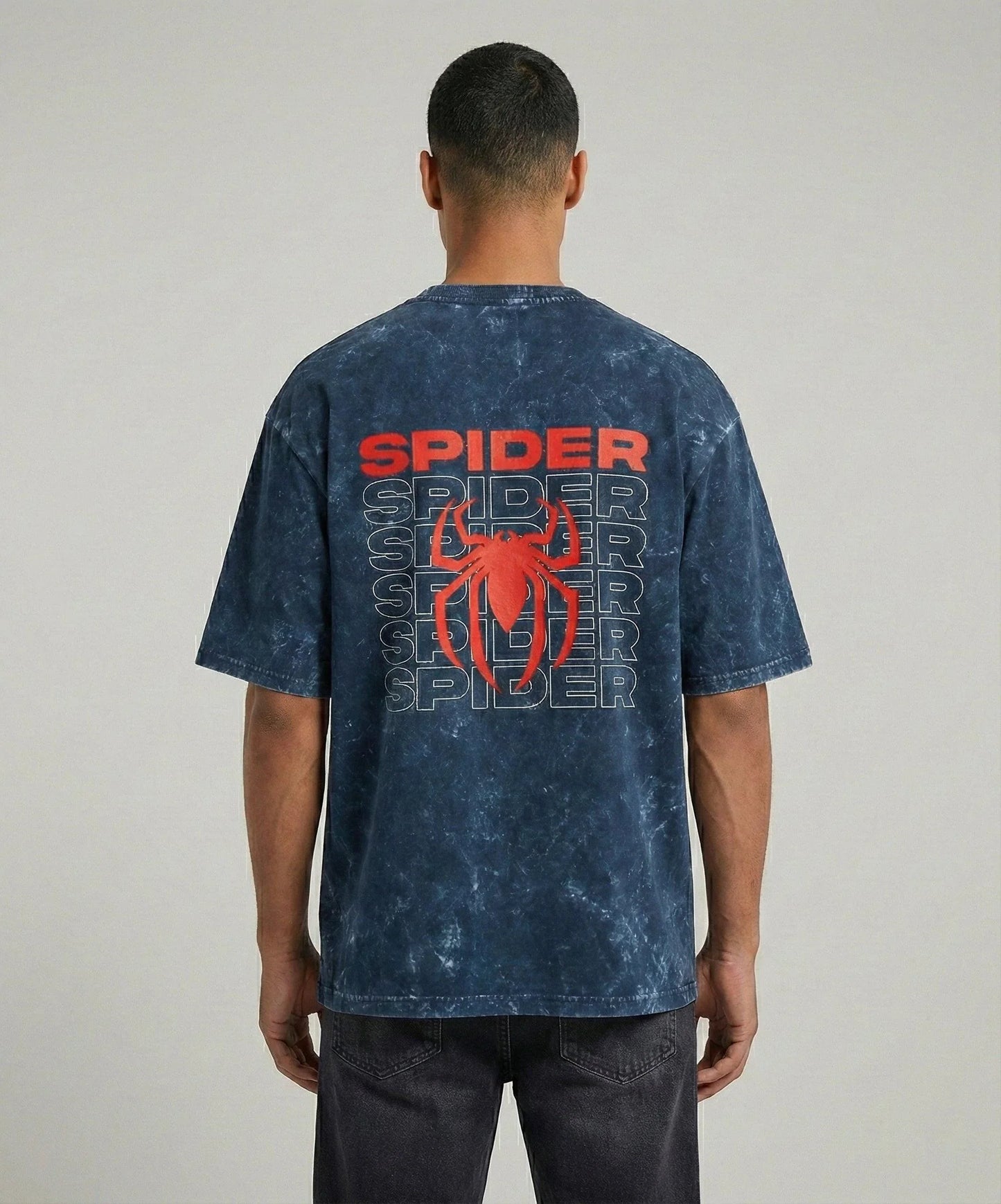 Spider Back - Unisex Acid Washed Oversized Tee.