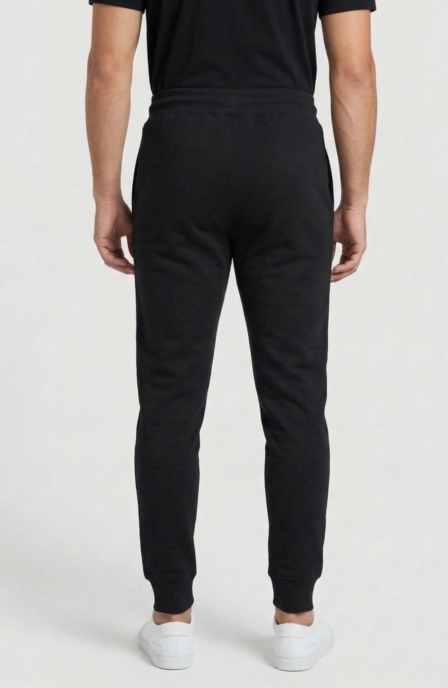 Cotton Joggers with Rib Cuff - Black.