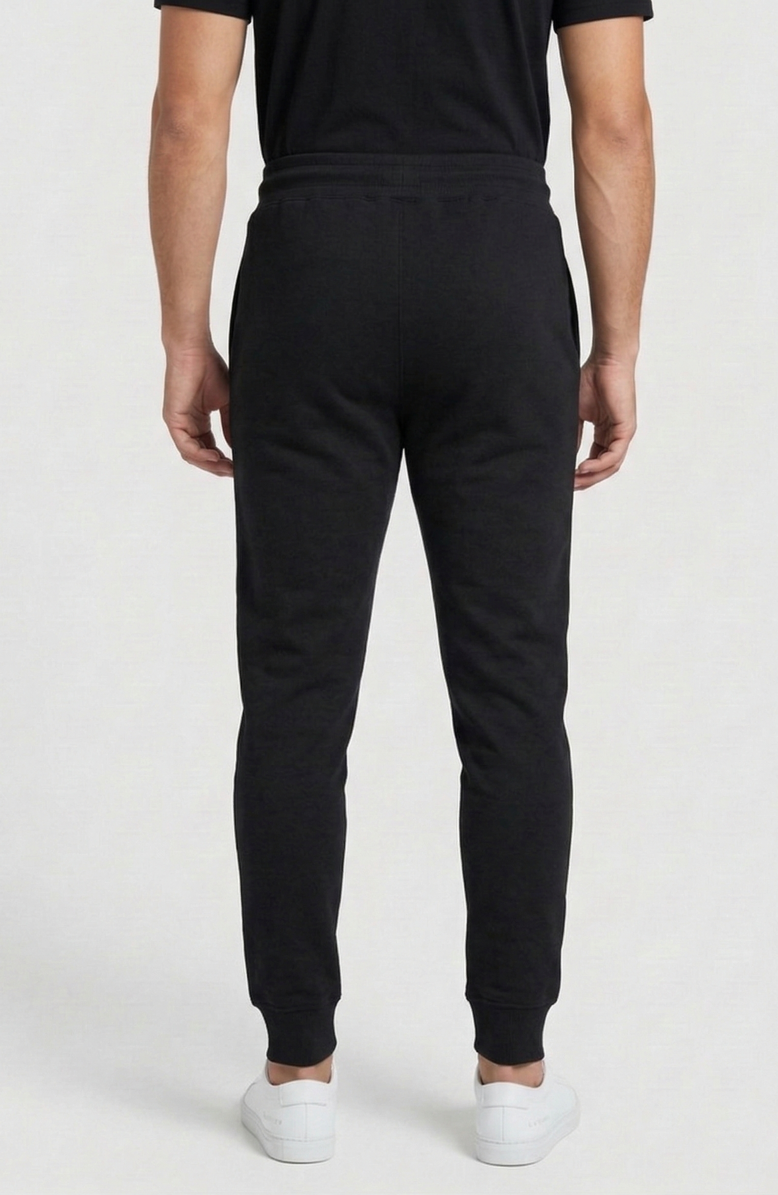 Cotton Joggers with Rib Cuff - Black.