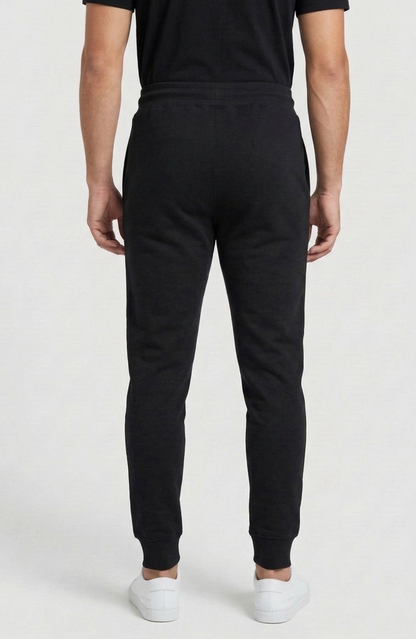 Cotton Joggers with Rib Cuff - Black.