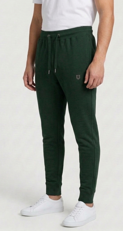 Cotton Joggers with Rib Cuff - Green.
