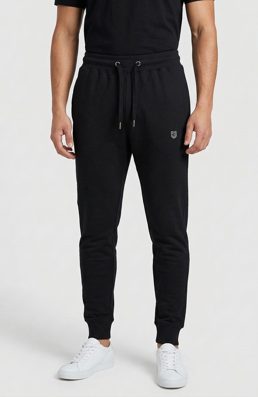 Cotton Joggers with Rib Cuff - Black.