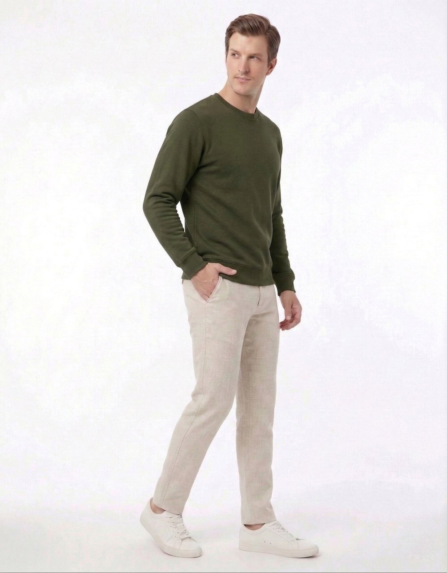 Olive Green Unisex Sweatshirt.