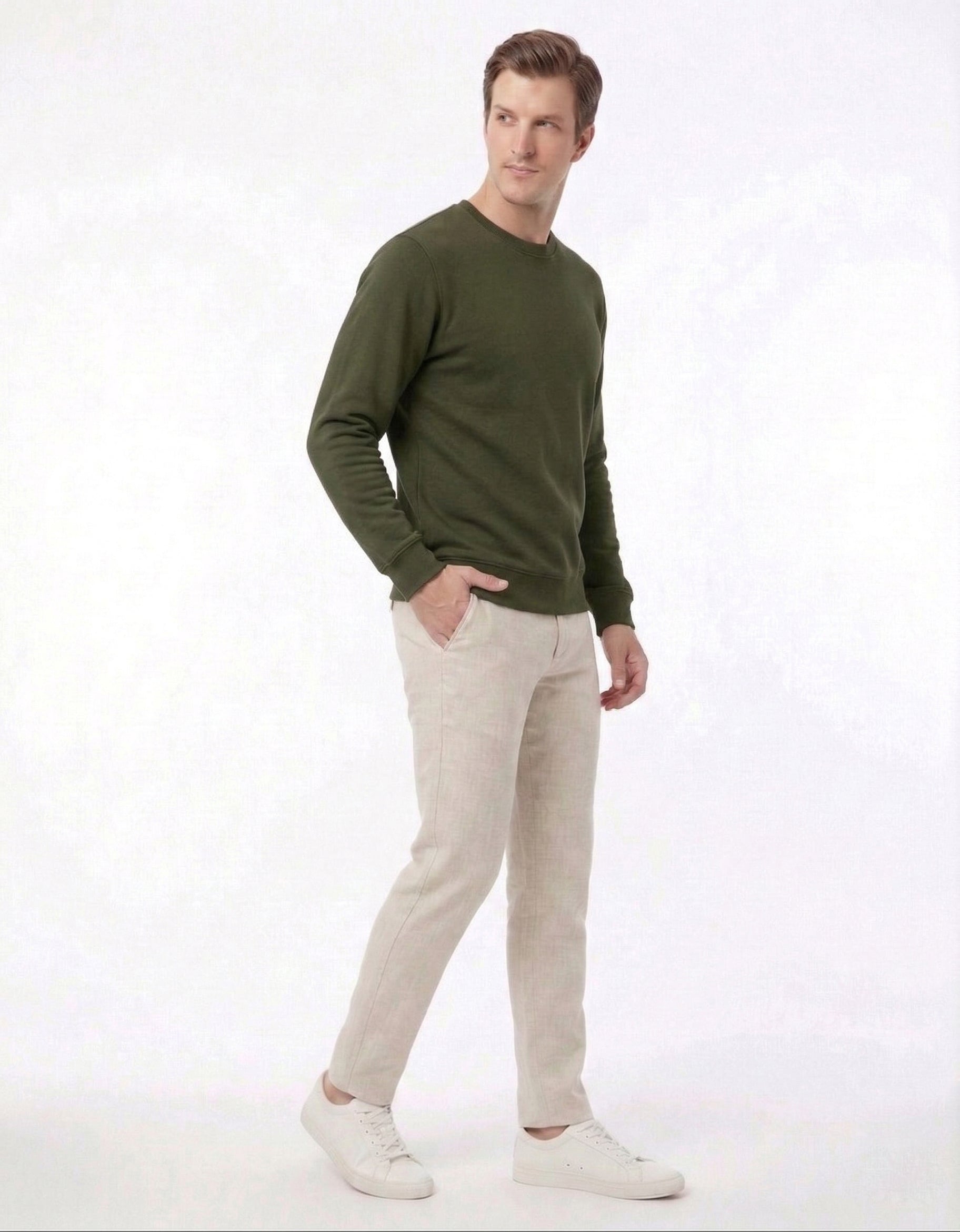 Olive Green Unisex Sweatshirt.