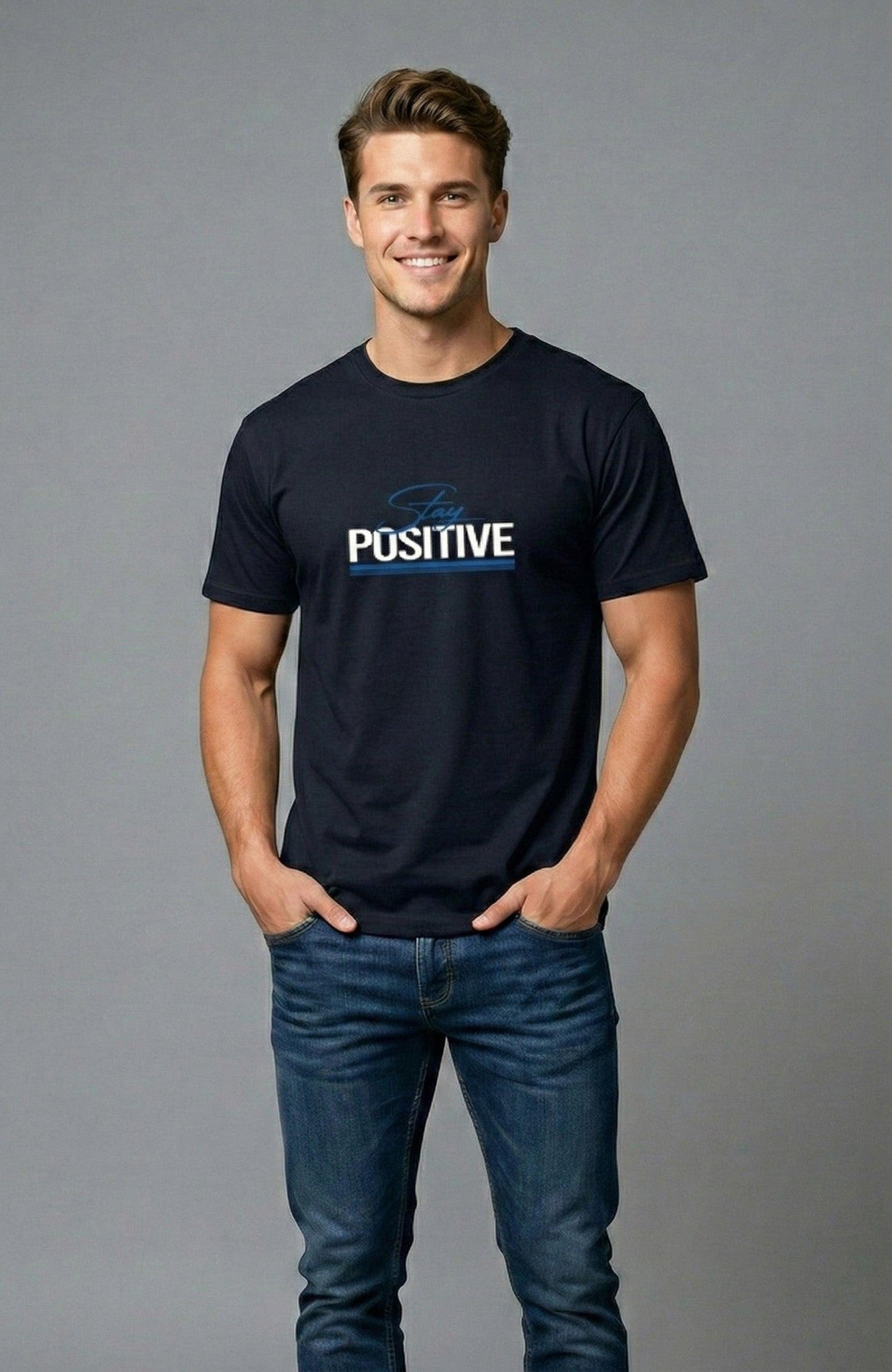 Stay Positive Unisex Stretch T-shirt.