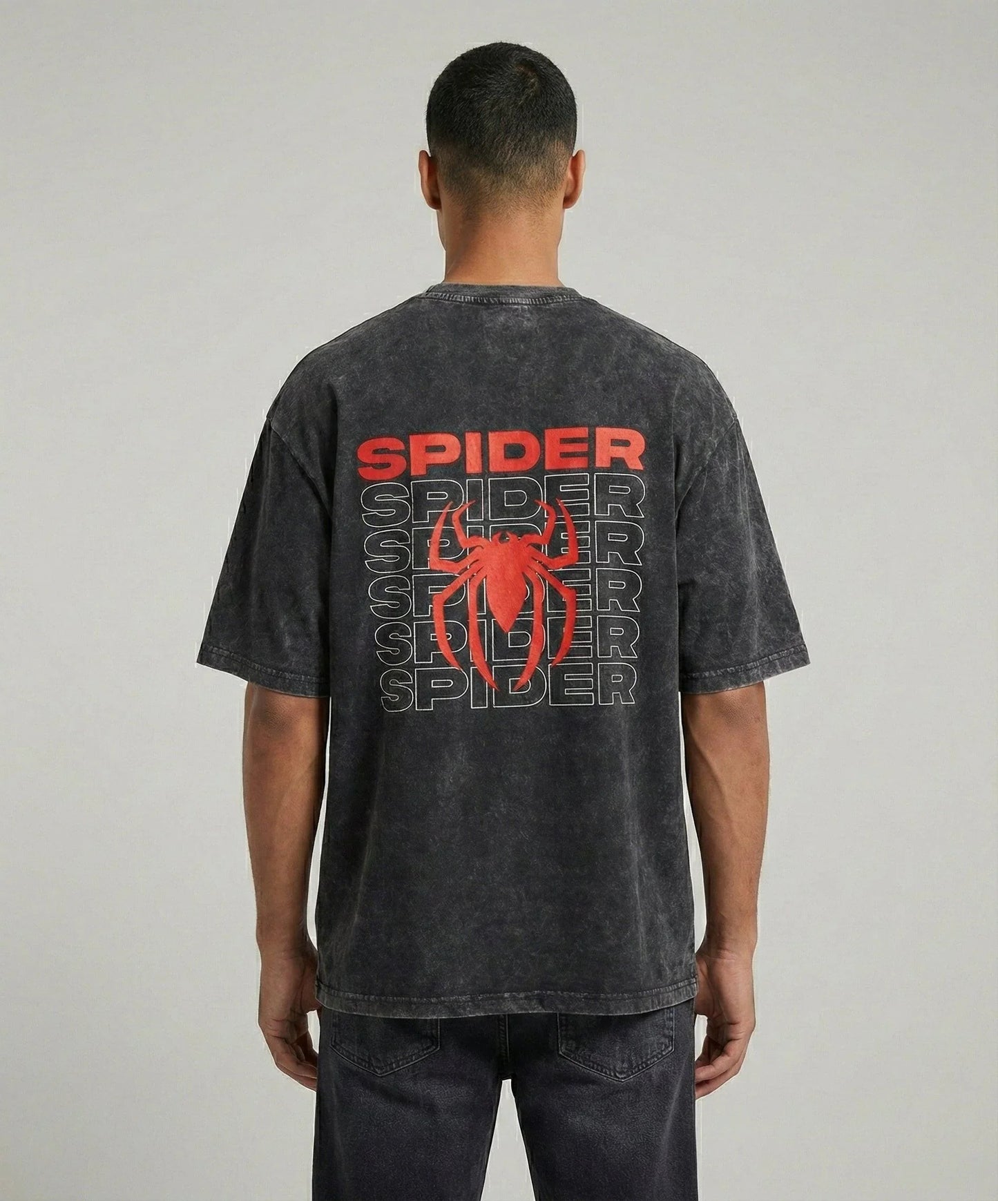 Spider Back - Unisex Acid Washed Oversized Tee.