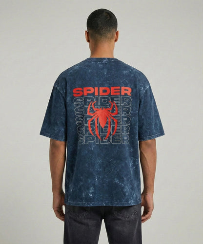 Spider Back - Unisex Acid Washed Oversized Tee.