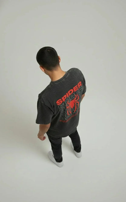 Spider Back - Unisex Acid Washed Oversized Tee.