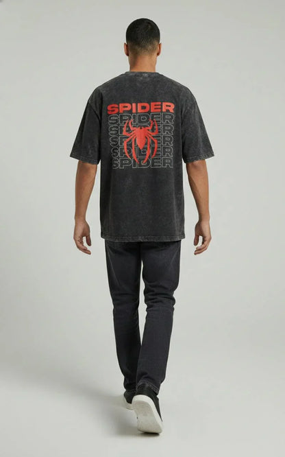 Spider Back - Unisex Acid Washed Oversized Tee.