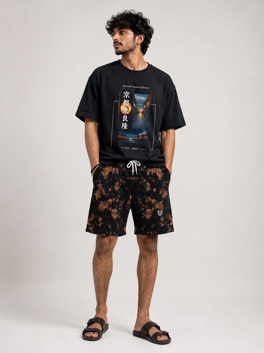 Midnight Ember – Premium Tie Dye Shorts