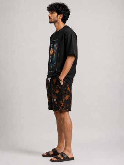 Midnight Ember – Premium Tie Dye Shorts