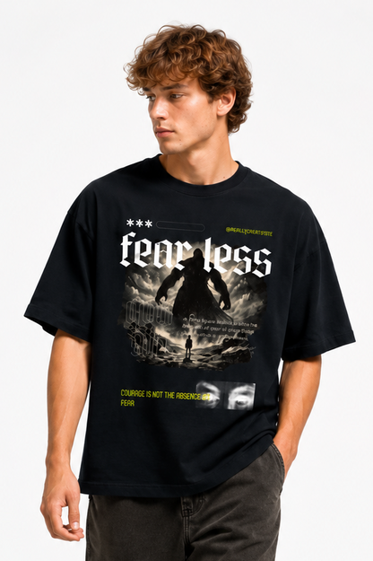 Fearless – David Premium Terry Oversized T-Shirt Navy Blue