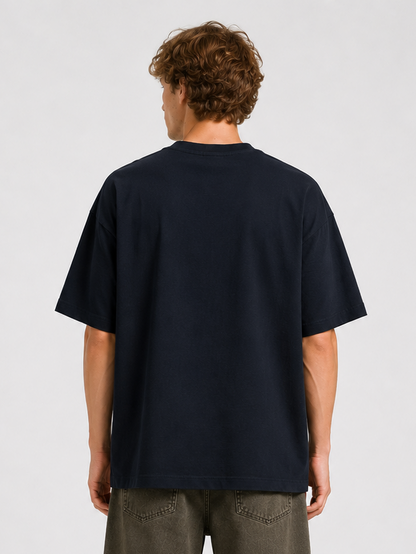 Fearless – David Premium Terry Oversized T-Shirt Navy Blue