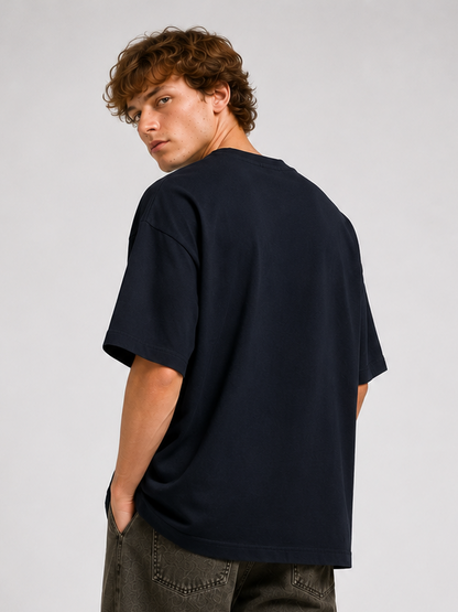 Fearless – David Premium Terry Oversized T-Shirt Navy Blue